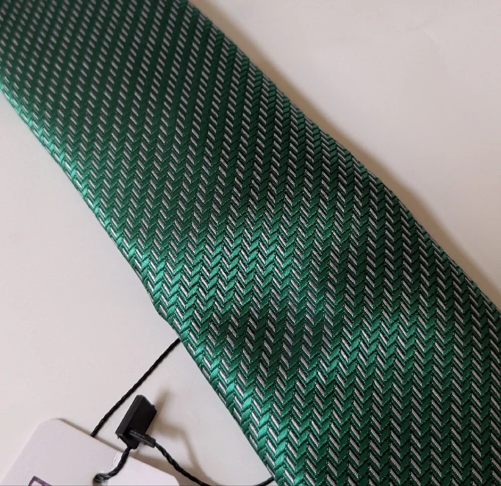 Men's Green Patterned Tie Set - Tie, Pocket Square & Cufflinks NWT